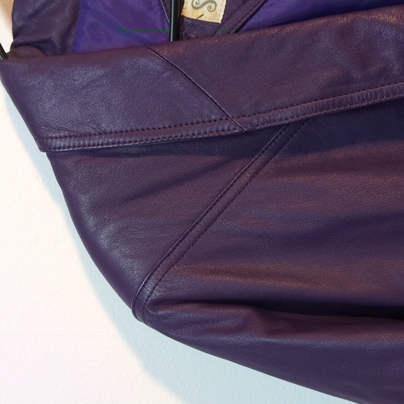 Vintage 80s Purple Leather Jacket, Size Small - Picture 5 of 10